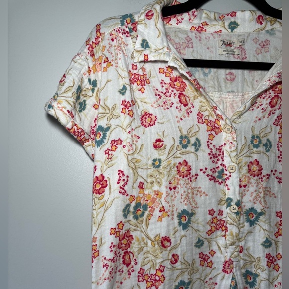 FAHERTY Hana Floral Print 100% Cotton Collared Shirt Tunic Dress Sz XSmall - Picture 5 of 10